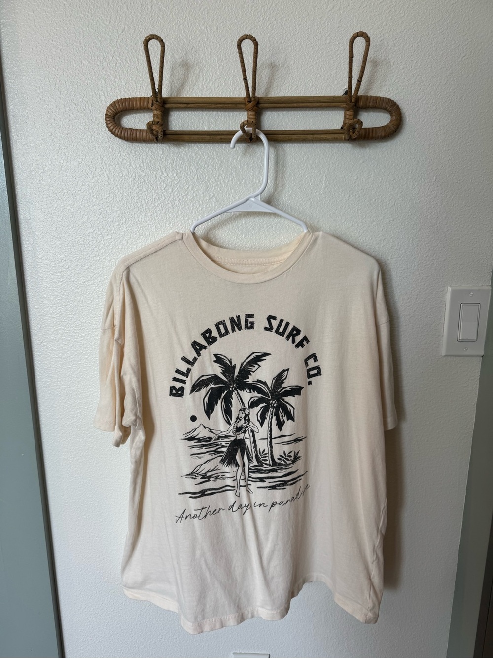 Billabong Cream Tee with Black Surf Graphic